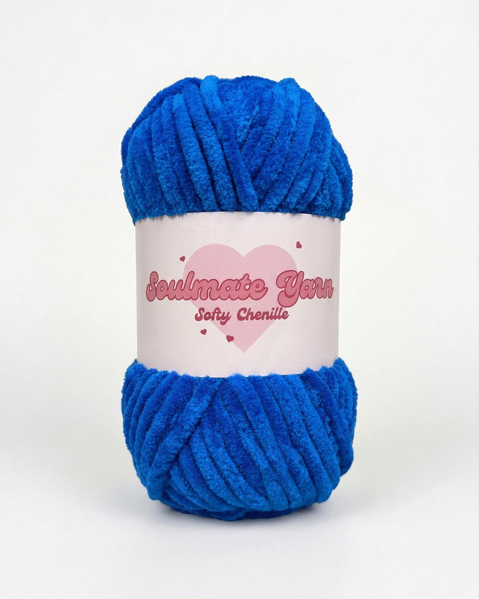 pelote de laine chenille Softy bleu électrique ultra douce pour crochet amigurumi
