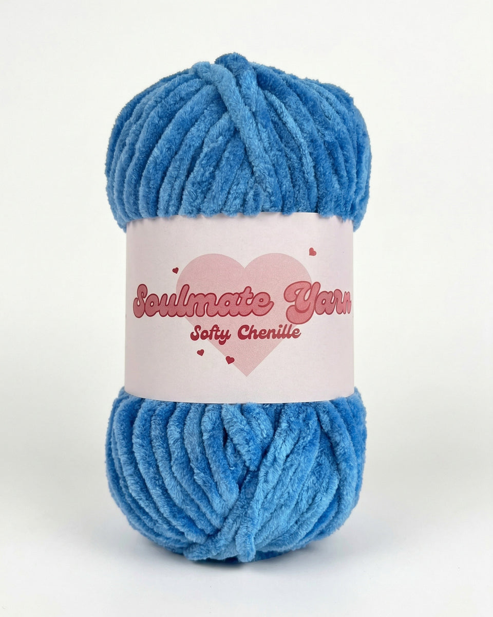 pelote de laine chenille Softy bleu ultra douce pour crochet amigurumi