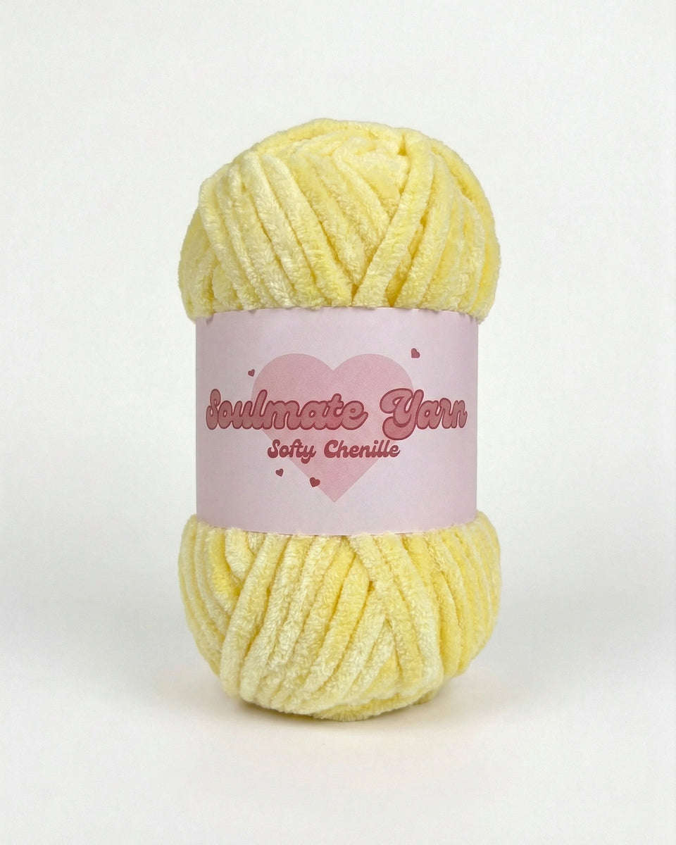 pelote de laine chenille Softy jaune pastel ultra douce pour crochet Amigurumi