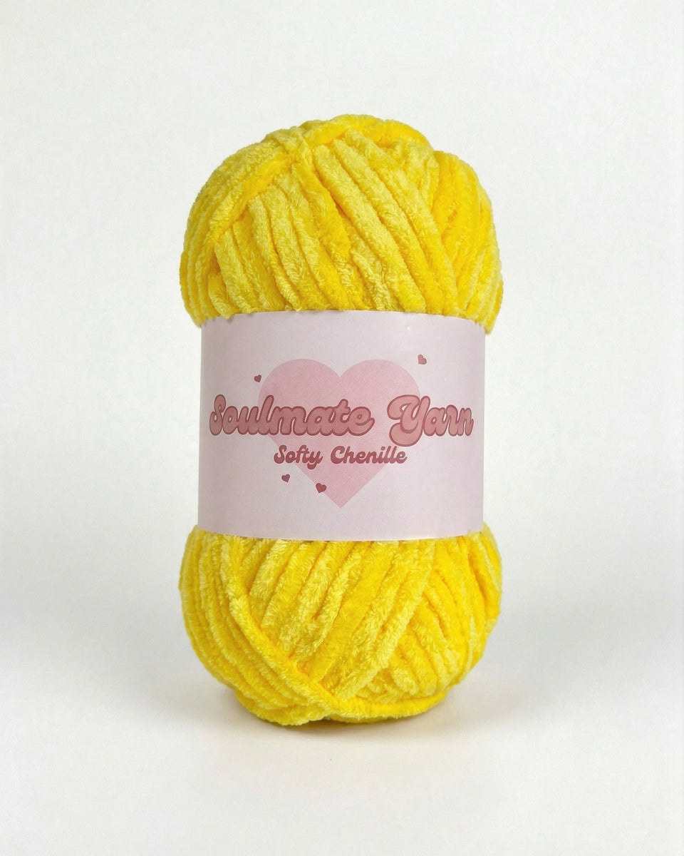 pelote de laine chenille Softy jaune ultra douce pour crochet Amigurumi