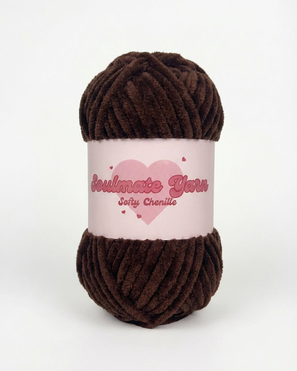 pelote de laine chenille Softy marron foncé ultra douce pour crochet Amigurumi