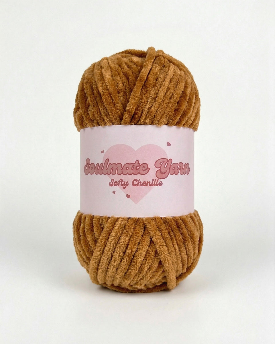 pelote de laine chenille Softy marron ultra douce pour crochet Amigurumi