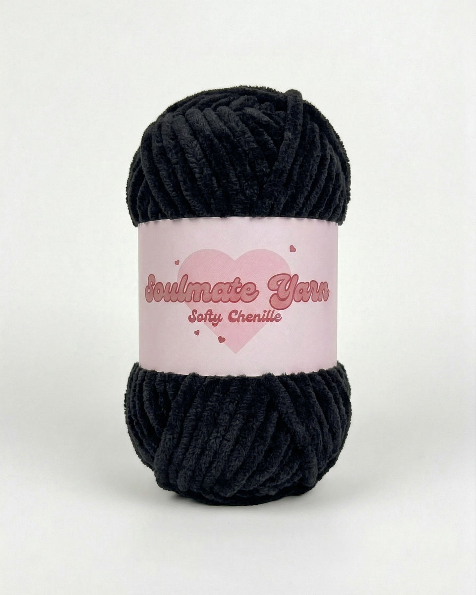 pelote de laine chenille Softy noir ultra douce pour crochet Amigurumi