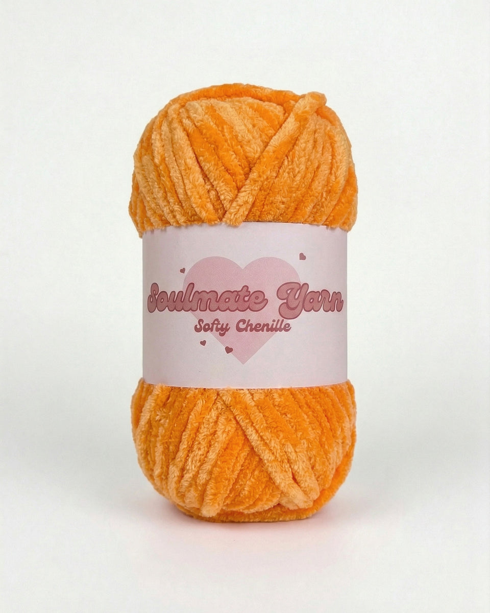 pelote de laine chenille Softy orange ultra douce pour crochet amigurumi