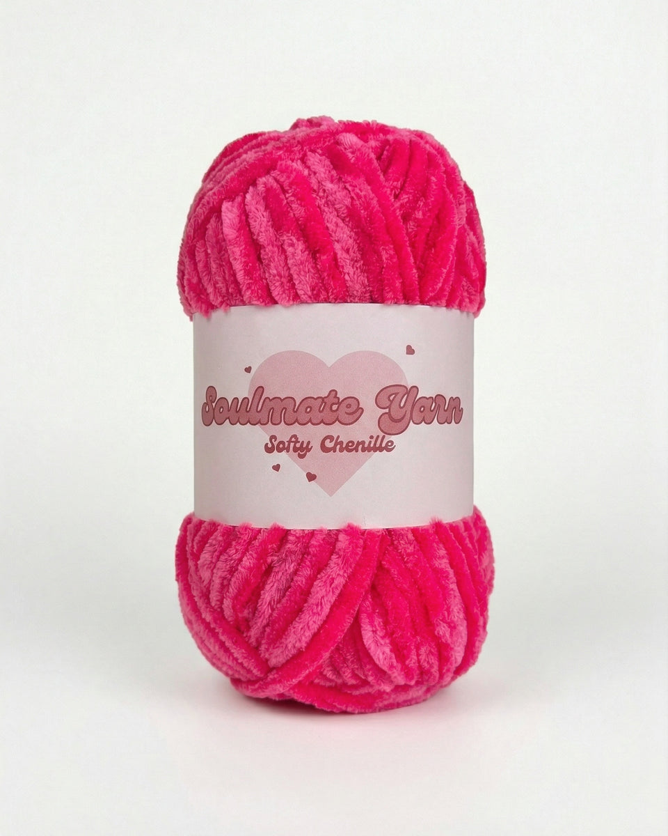 pelote de laine chenille Softy rose fluo ultra douce pour crochet amigurumi