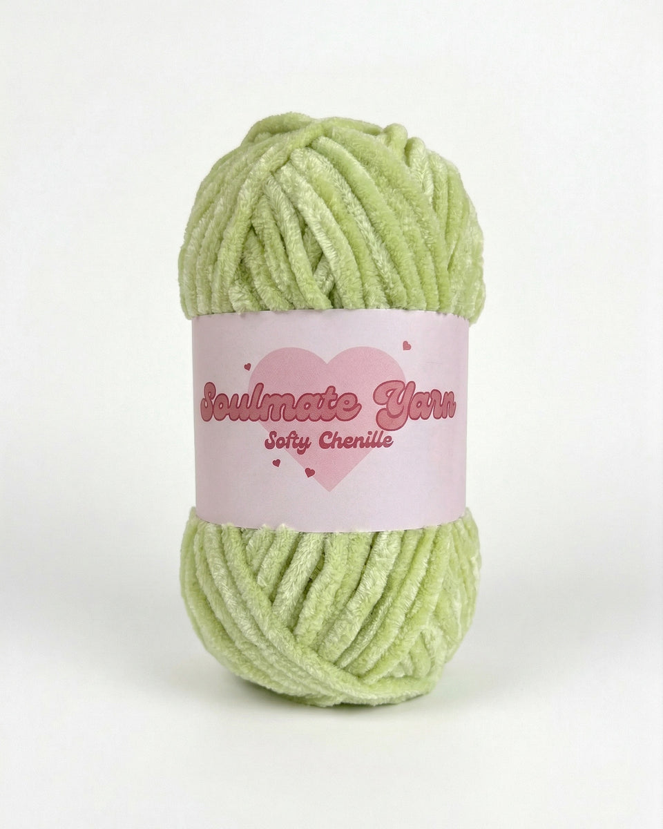 pelote de laine chenille Softy vert clair ultra douce pour crochet amigurumi