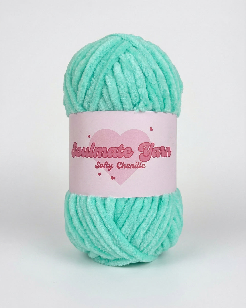 pelote de laine chenille Softy vert d'eau ultra douce pour crochet amigurumi