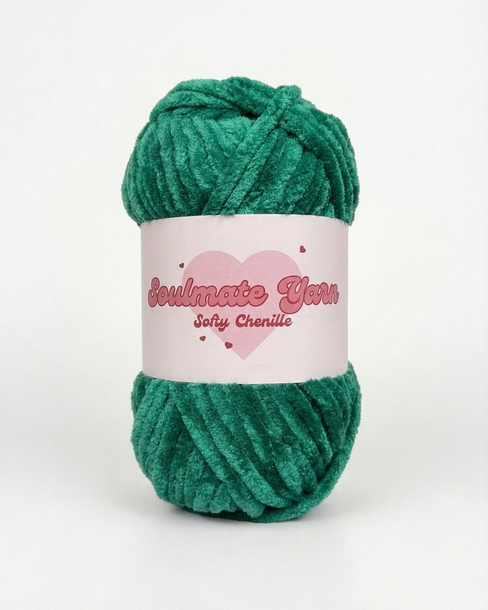 pelote de laine chenille Softy vert foncé ultra douce pour crochet amigurumi
